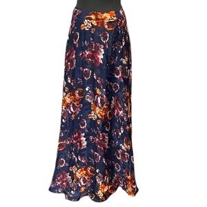 Jieru Floral Print High Waisted‎ Bohemian Women's Maxi Lined Skirt, Size Med